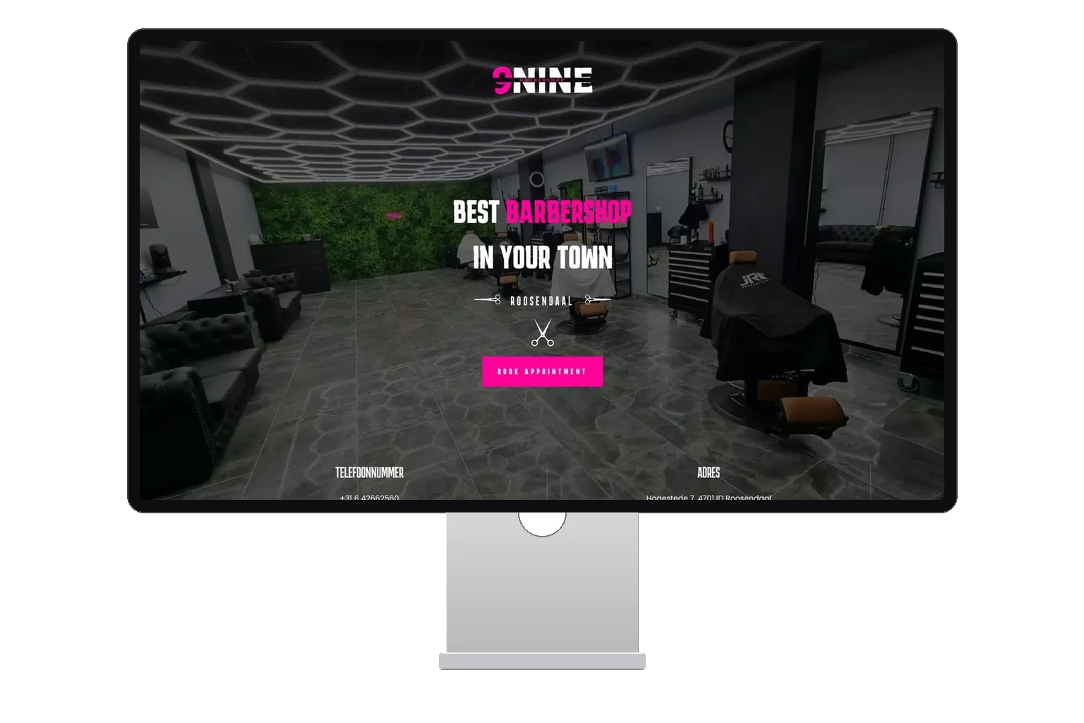 Website van Barbershop 9Nine
